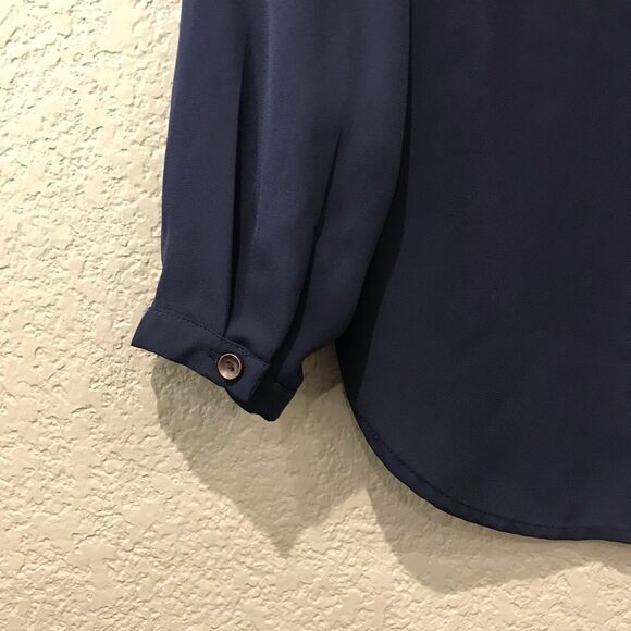 Semi Sheer Navy Loose Top - Picture 4 of 5